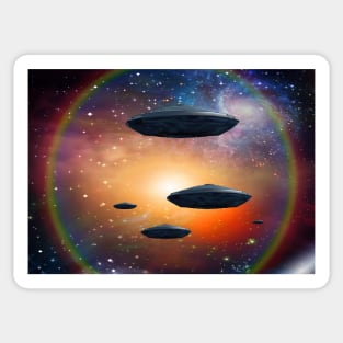 UFO in space Sticker